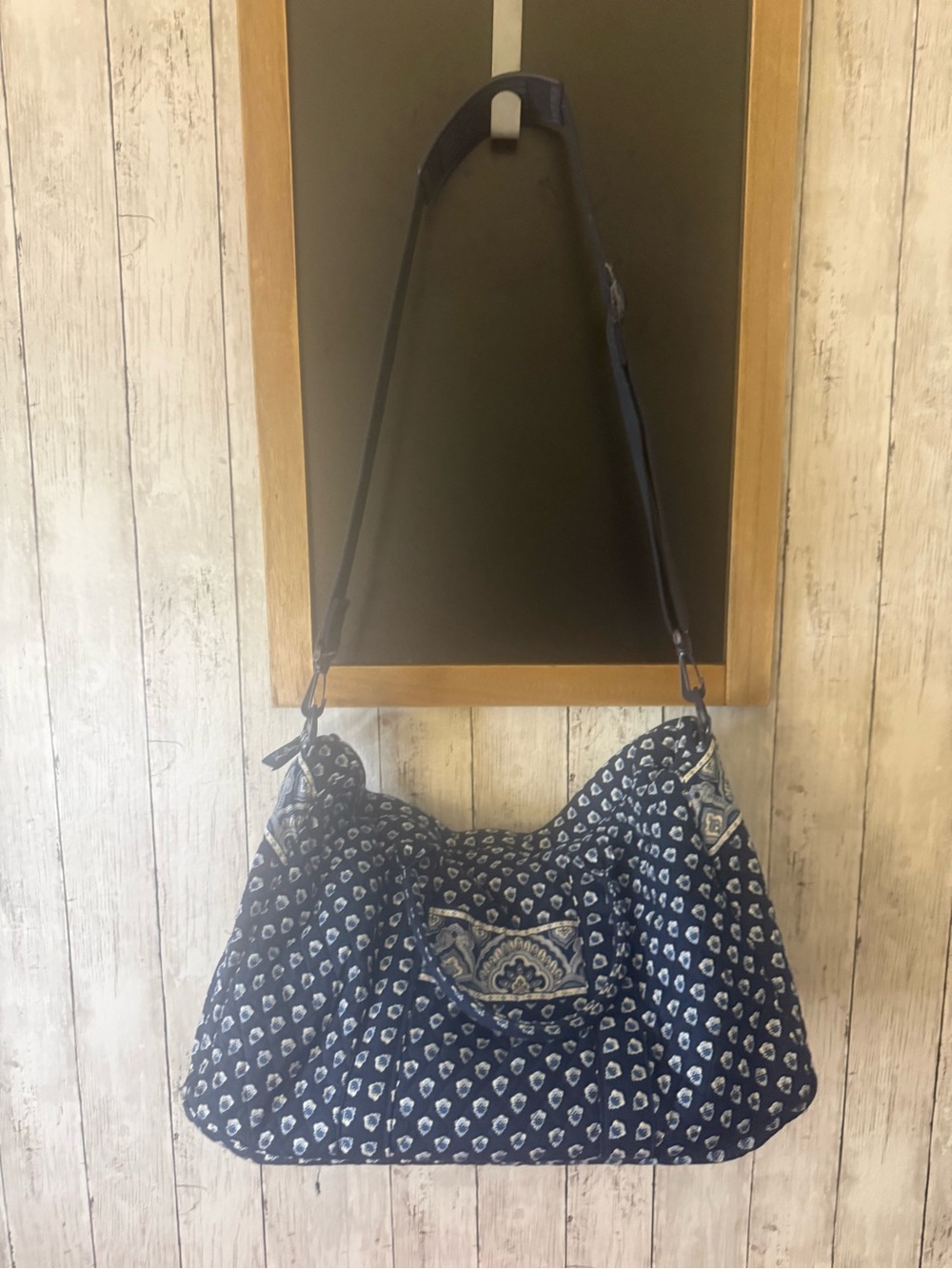 Vera Bradley XL Travel Duffel Bag Nantucket Navy Blue Paisley Quilted Weekender